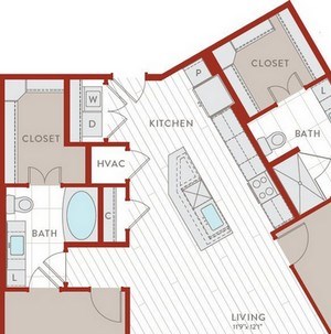 Aura Bluffview Apartments B20 Floor Plan Aura Bluffview Apartments B20 Floor Plan